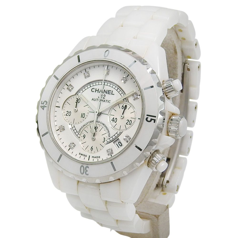 CHANEL】シャネル J12 9Pダイヤ クロノグラフ H2009 ホワイト