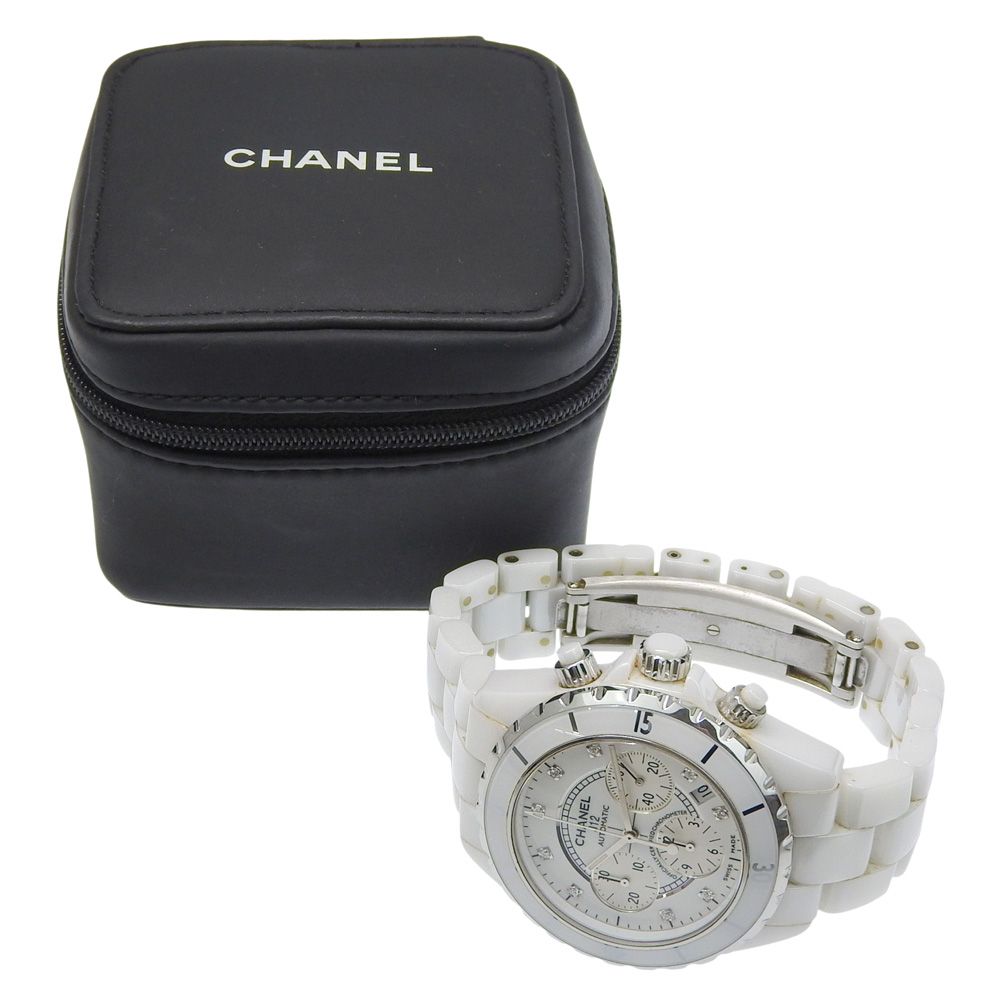 CHANEL】シャネル J12 9Pダイヤ クロノグラフ H2009 ホワイト