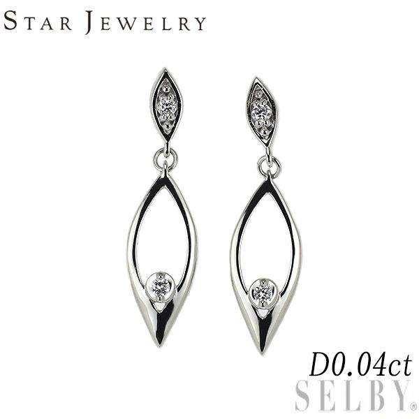 スタージュエリー K18WG ダイヤモンド ピアス 0.04ct