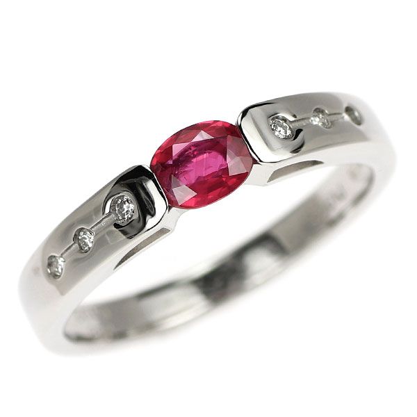 Pt900 非加熱ピジョンブラッド ルビー ダイヤモンド リング 0.38ct D0 