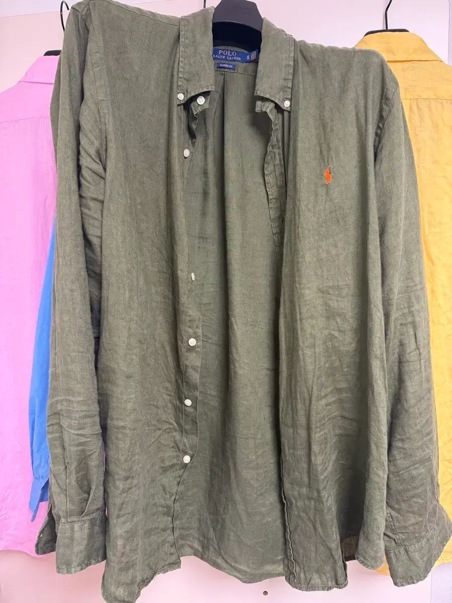 ポロ リネン シャツ XL クラシックフィット オリーブ