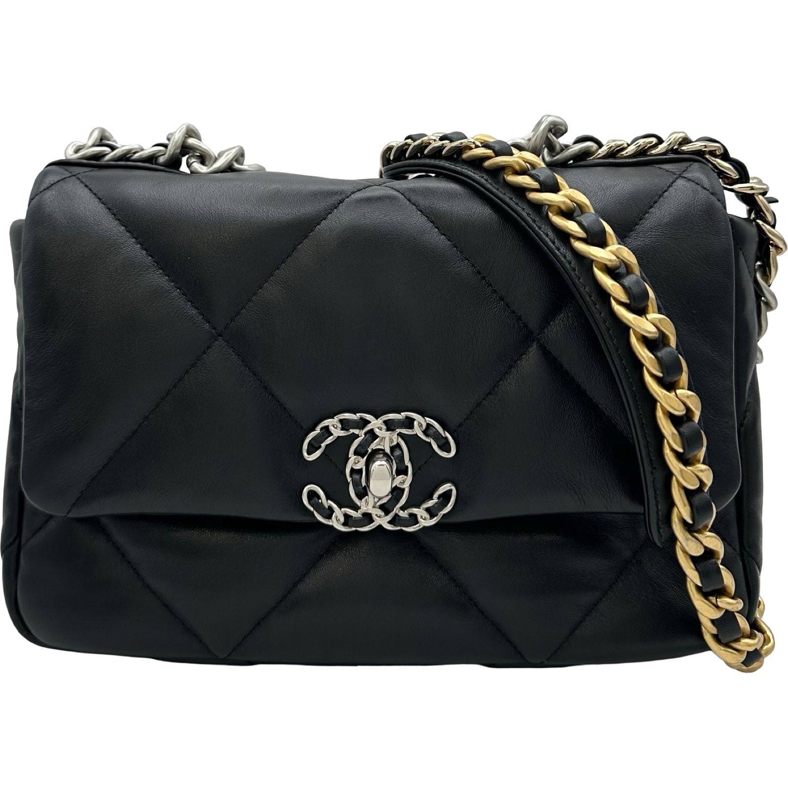 シャネル CHANEL CHANEL19 バッグ AS1160 ブラック ゴールド/シルバー金具 ラムスキン レディース ショルダーバッグ