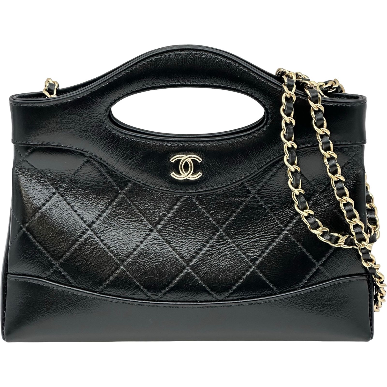 シャネル CHANEL CHANEL31 ミニチェーンバッグ AP3656 ブラック ゴールド金具 シャイニーカーフスキン レディース ショルダーバッグ