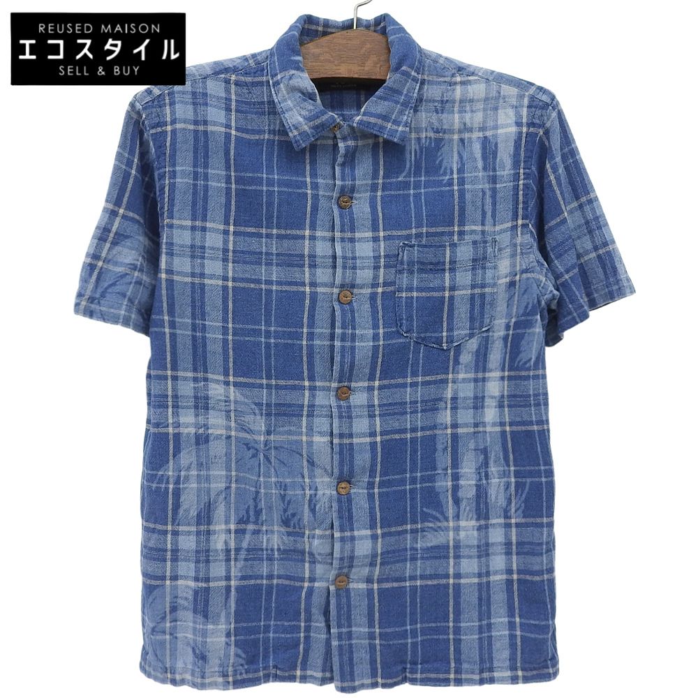 RRL　ダブルアールエル　コットン×リネン チェック柄 シャツ トップス メンズ ブルー M　M