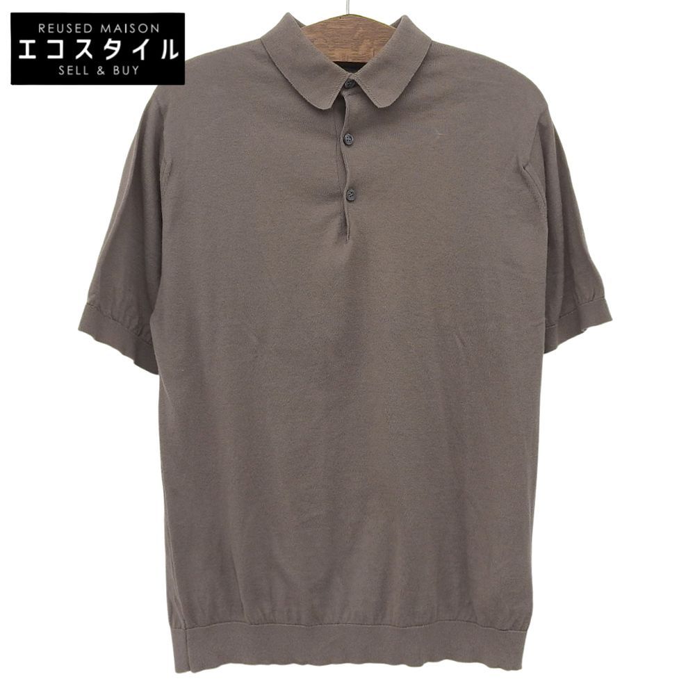JOHN SMEDLEY　ジョンスメドレー　美品 シーアイランド コットン ニット ポロシャツ トップス メンズ ブラウン系 L　L