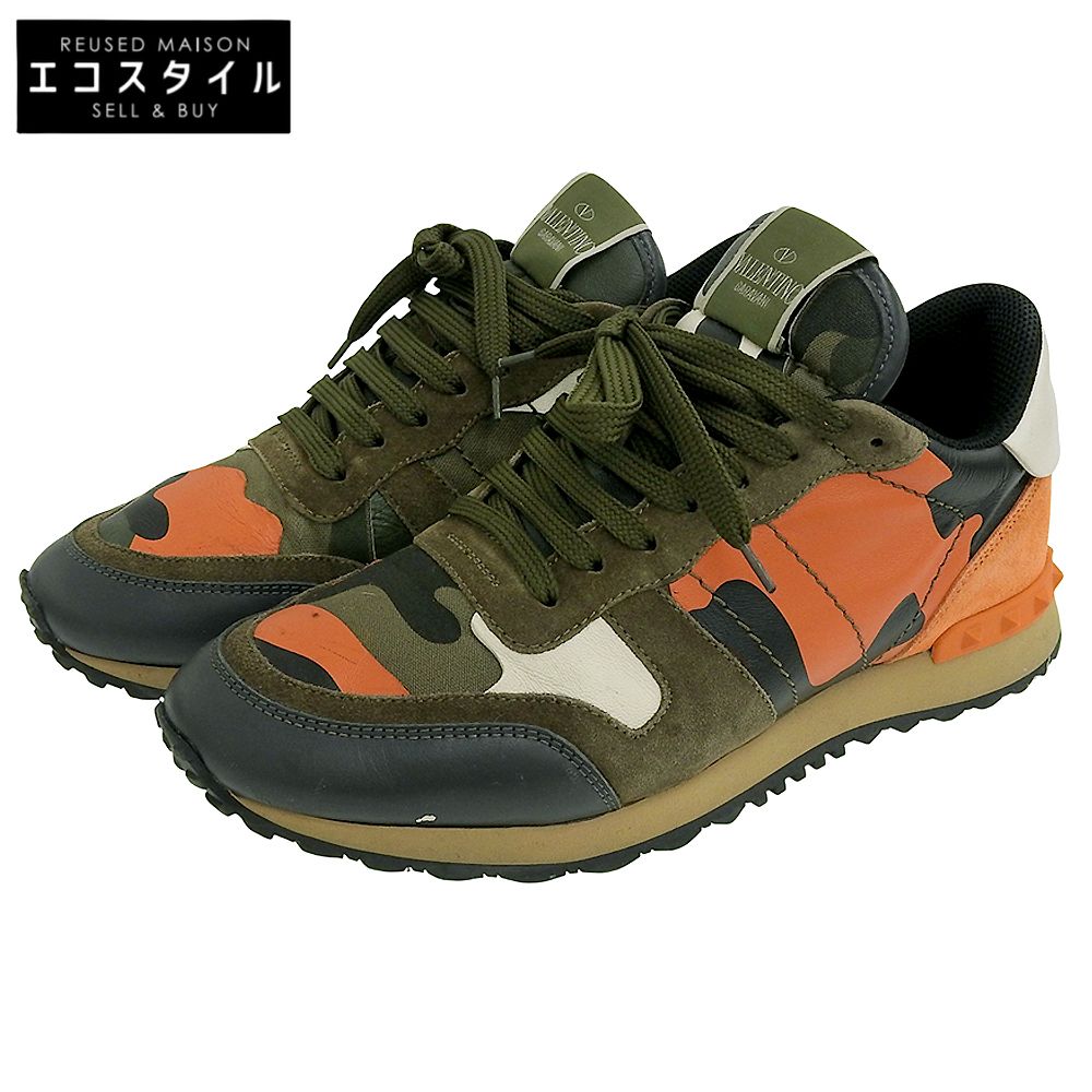 Valentino Garavani ヴァレンティノガラヴァーニ スエード カモフラスニーカー シューズ メンズ オレンジ×マルチカラー 40 FN723Y2 40