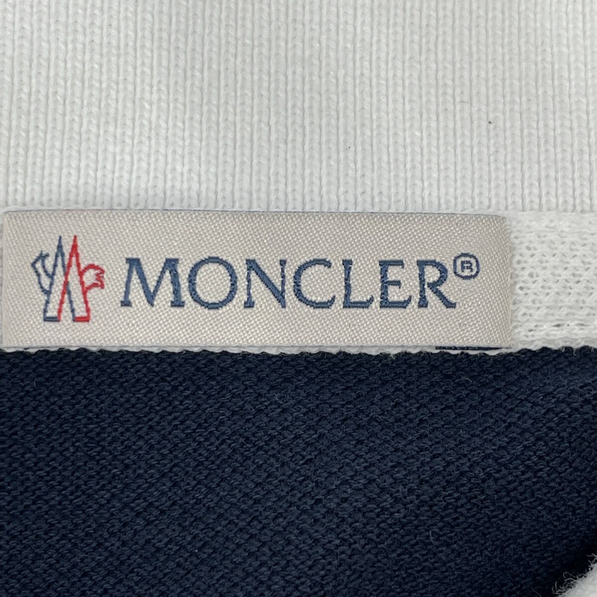モンクレール MONCLER ポロシャツ L ブルー 美品 ロゴワッペン国内正規 MONCLER モンクレール 国内正規 MAGLIA POLO MANICA CORTA ネイビー