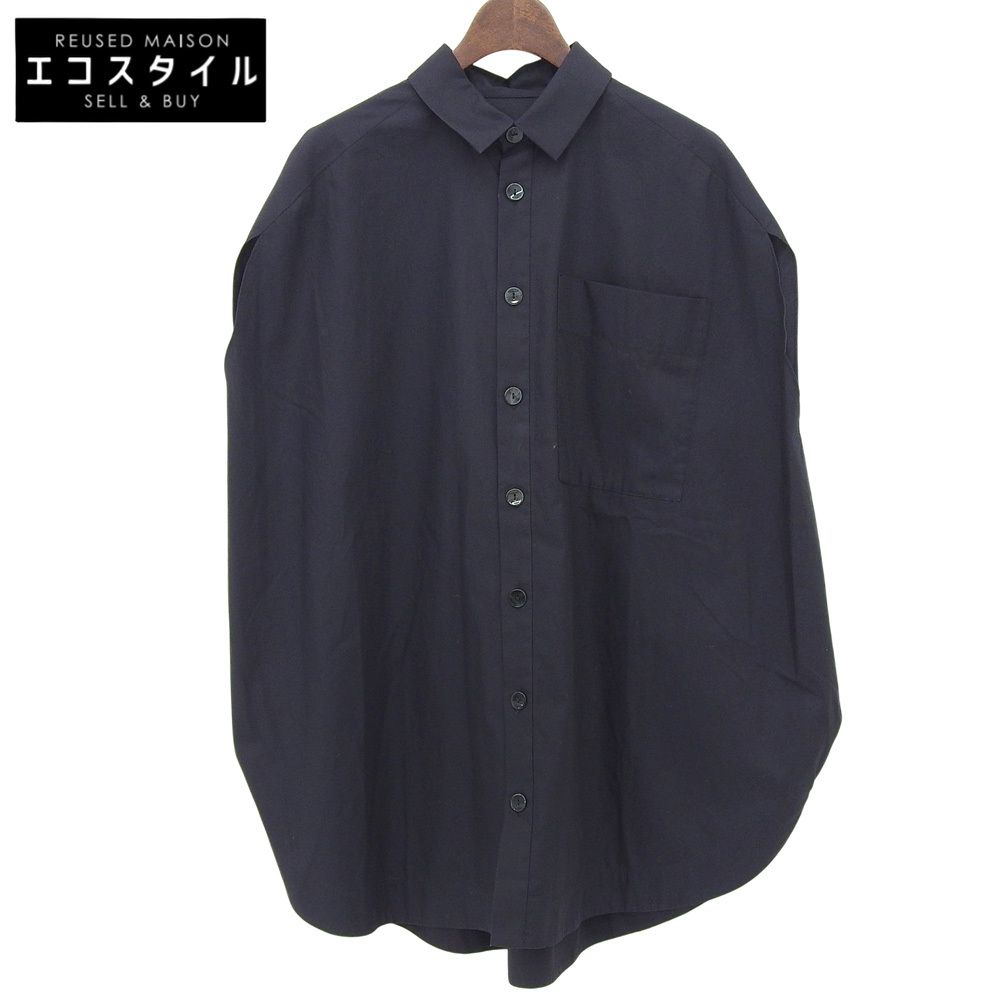 ENFOLD エンフォルド 美品 コットン CIRCLE SLEEVELESS-SHIRT トップス レディース ブラック 38 25AW 300IA130-0021 38