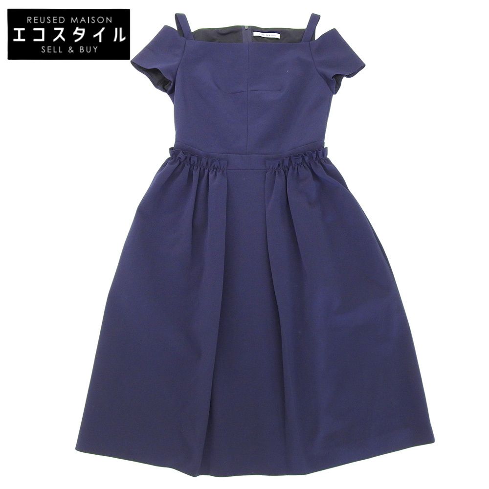 FOXEY NEW YORK　フォクシーニューヨーク　美品 トリアセテート エレガンスサマー ドレス ワンピース レディース ネイビー 38 37324-NAOFI103T　38