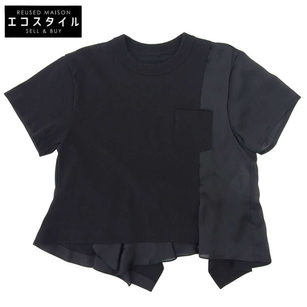 sacai サカイ Cotton Jersey 切替Tシャツ トップス レディース ブラック 3 24-07167 24SS 3