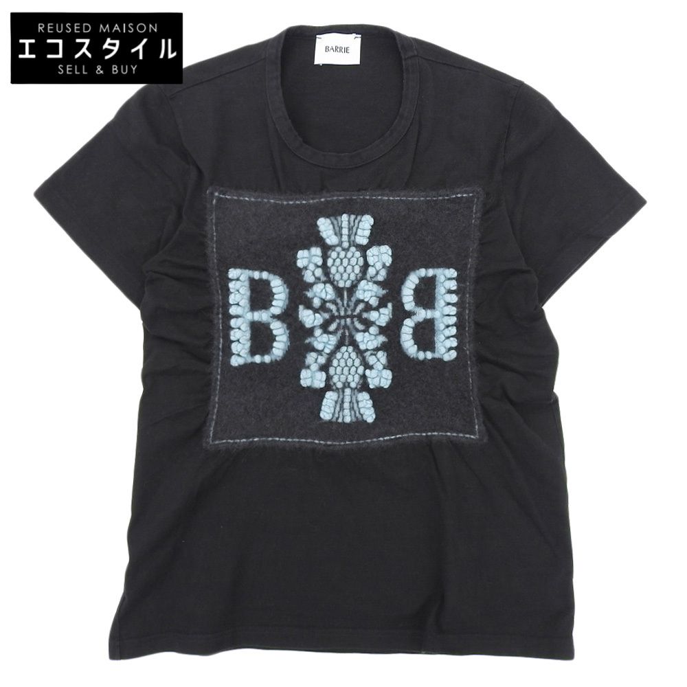 BALLY バリー 美品 コットン×カシミヤ Bロゴ クルーネック ショートスリーブカットソー トップス レディース ブラック XS XS