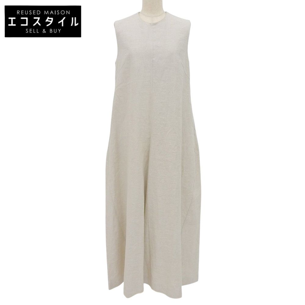 r'iam plage　リアムプラージュ　美品 Vネック スリット リネン ワンピース レディース ライトベージュ 38 23年製　38