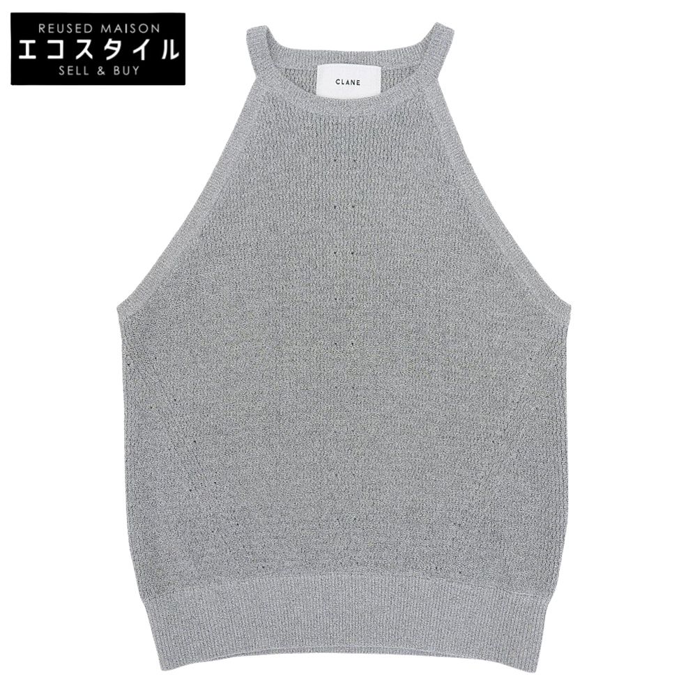 CLANE　クラネ　美品 AMERICAN SLEEVE KNIT TOPS トップス レディース グレー 2 17106-2022 24AW　2