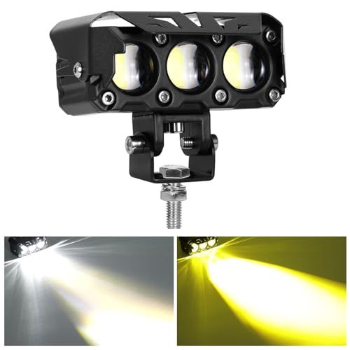 KAWELL 60W バイク フォグランプ 補助灯 ヘッドライト LED 2色切り替え ロービーム・ハイビーム一体型 作業灯 超高輝度 IP68防水 12V/24V汎用 イエロー+ホワイト 1個セットAR f279d291
