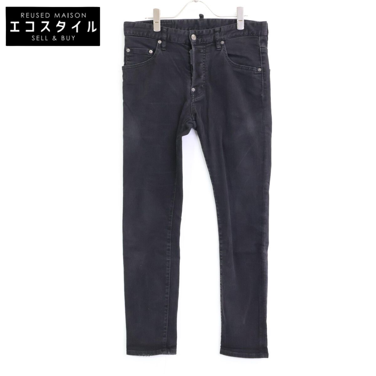 DSQUARED2　ディースクエアード　S74LB0928 SKATER JEAN/スケータージーン ブラック ボタンフライ テーパードデニムパンツ　46