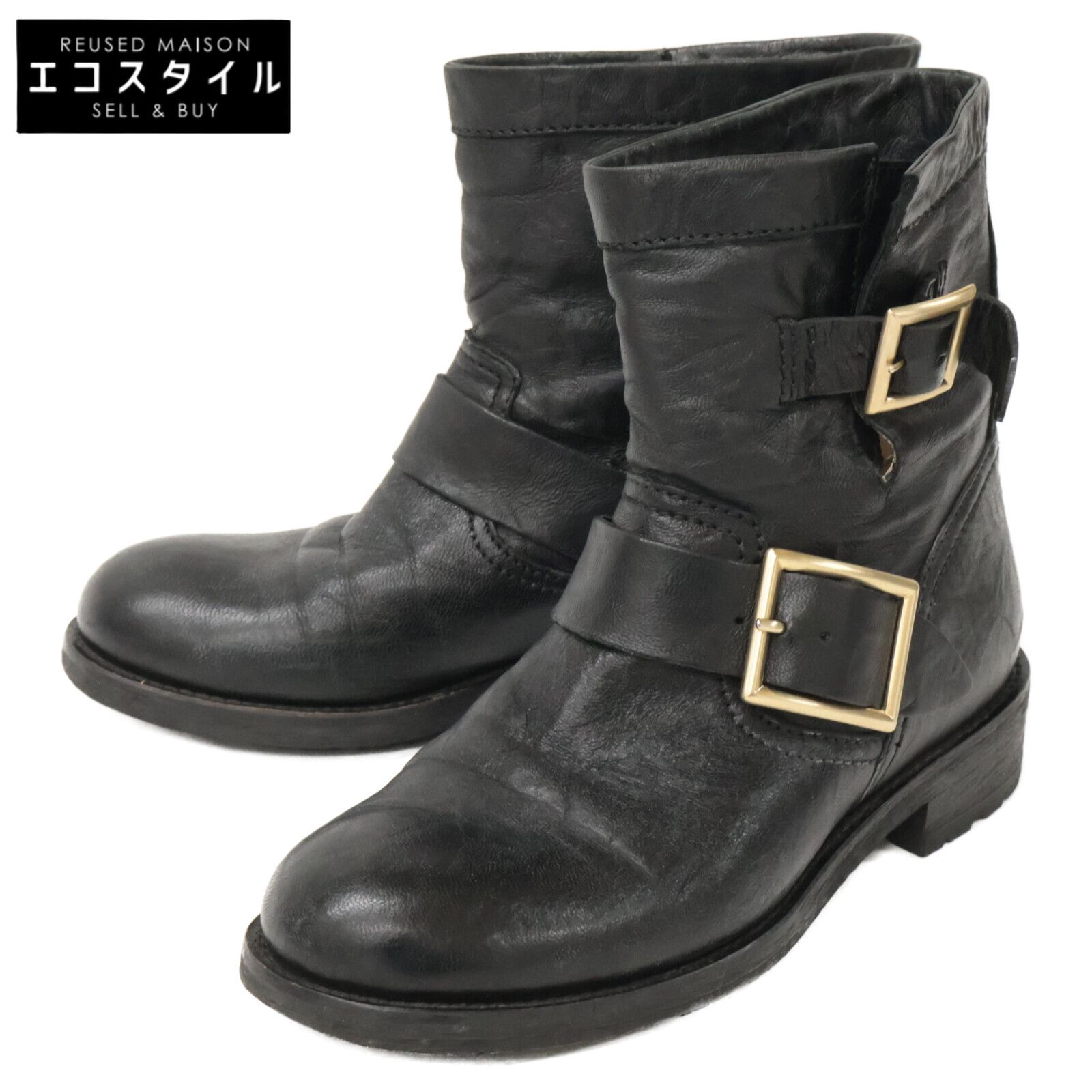 JIMMY CHOO　ジミーチュウ　YOUTH ユース ショート エンジニア ブーツ　34 1/2