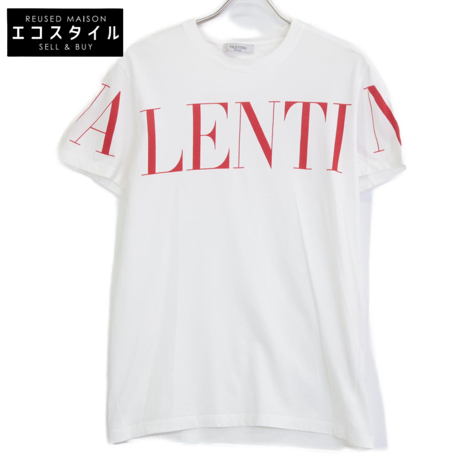 VALENTINO ヴァレンティノ 19年 SV3MG03B5FN ホワイト×レッド ロゴ Tシャツ XS