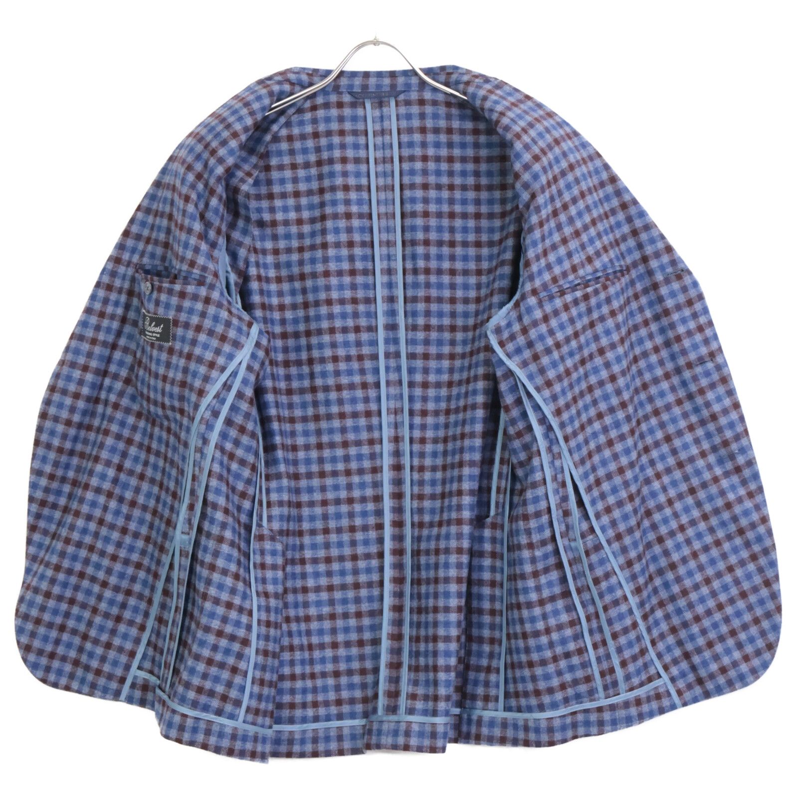 Belvest ベルベスト G10647 ブルー×ブラウン ウール チェック JACKET