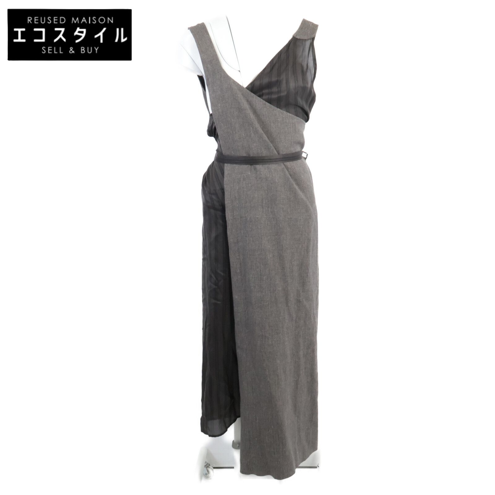 beautifulpeople　ビューティフルピープル　グレー wool linen tweed butchers apron dress　36