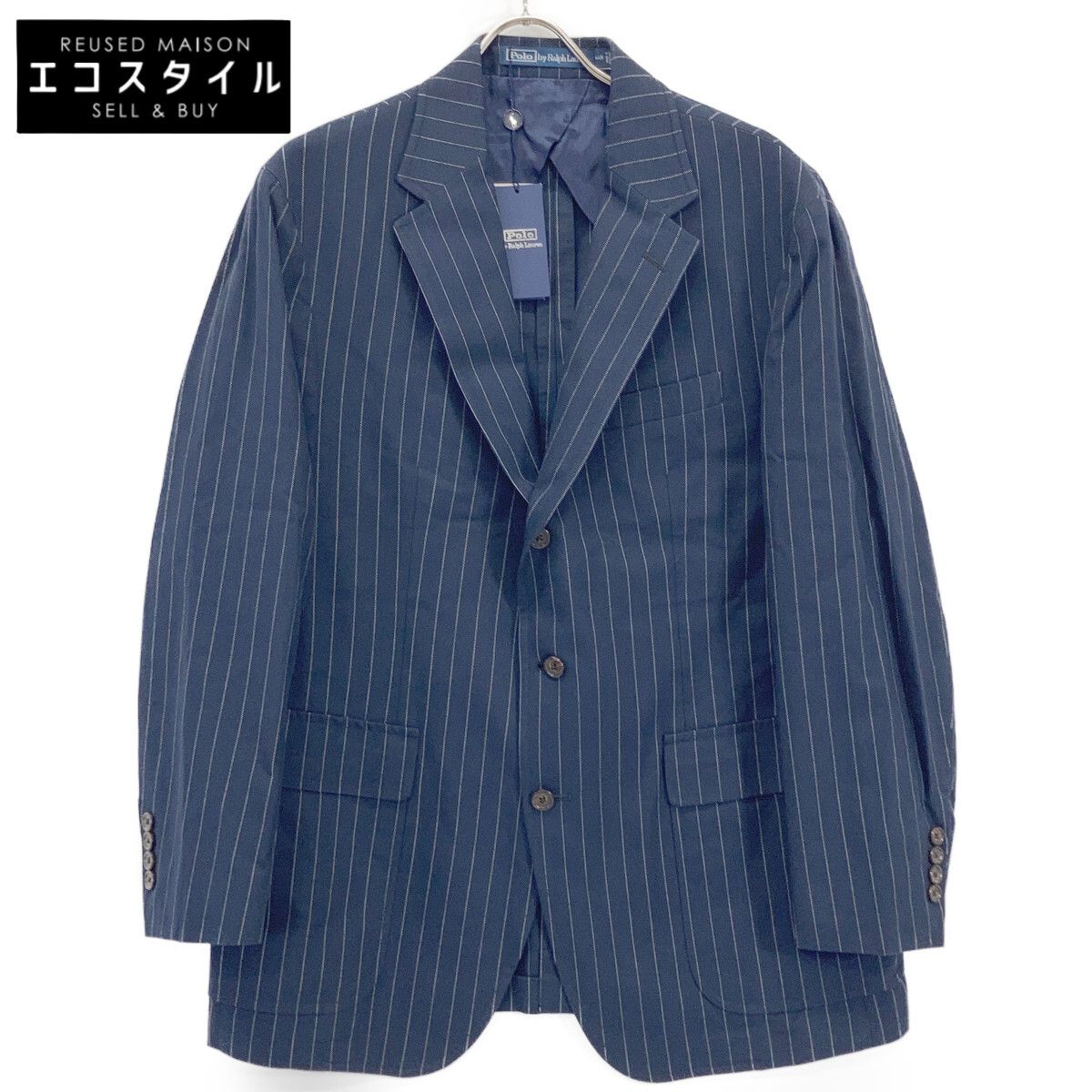 POLO RALPH LAUREN　ポロ ラルフローレン　ネイビー ソフト テーラード ピンストライプ ジャケット　44R