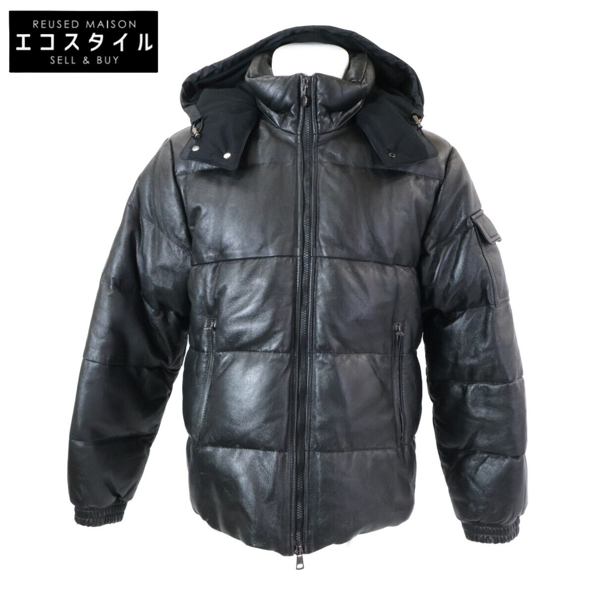 MONCLER　モンクレール　茶タグ レザー フーデッド ダウン　O