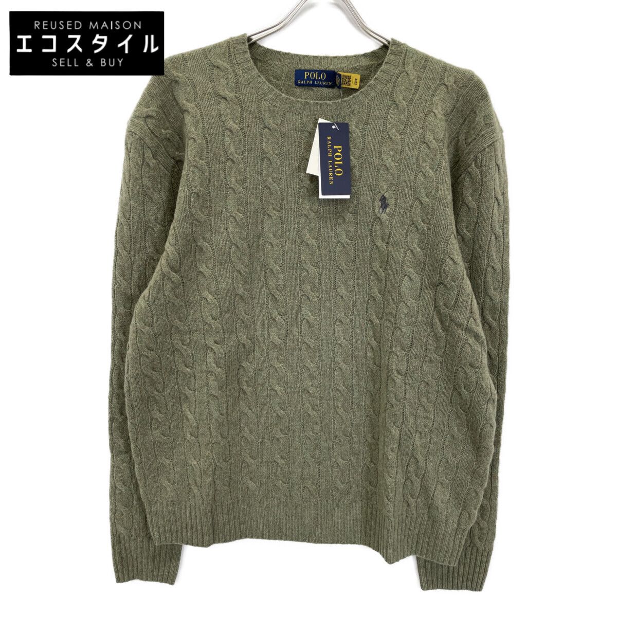 POLO RALPH LAUREN　ポロ ラルフローレン　グリーン カシミヤウール Cable-Knit Wool-Cashmere Sweater　XL