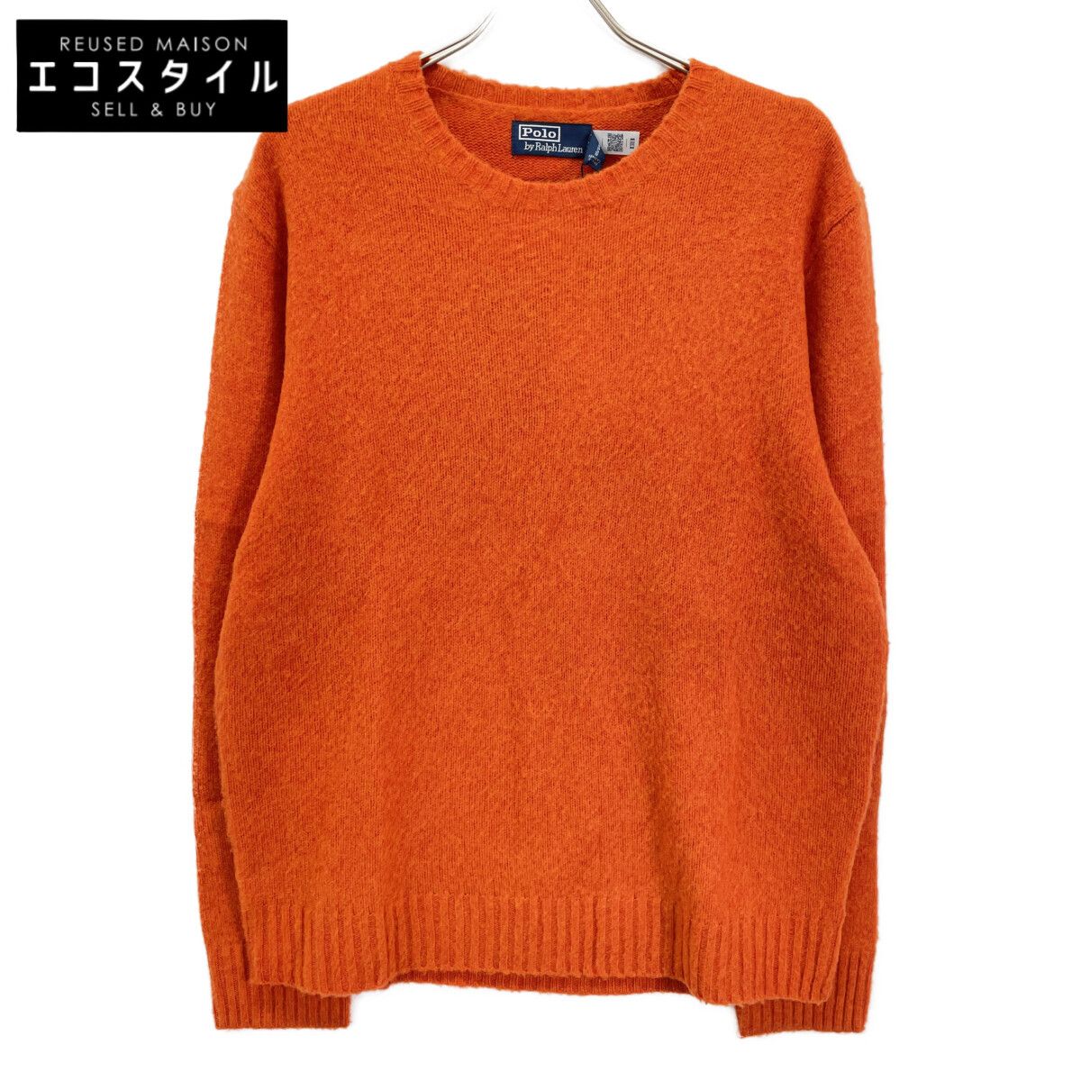 POLO RALPH LAUREN　ポロ ラルフローレン　オレンジ カシミヤウール Suede-Patch Wool-Cashmere Sweater　XL