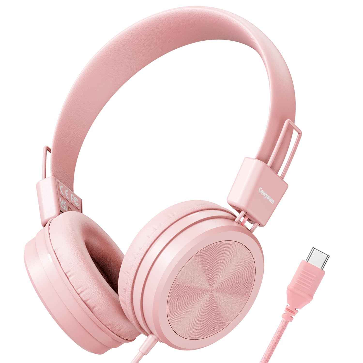 Cowyawn USB Type C 子供用ヘッドフォン 学校用 94dB 音量制限 有線幼児用ヘッドホン HDステレオサウンド 折りたたみ式軽量オンイヤー有線ヘッドフォン 子供/子供/ティーン向け(USB Type C) [USB Type Cプラグ。]