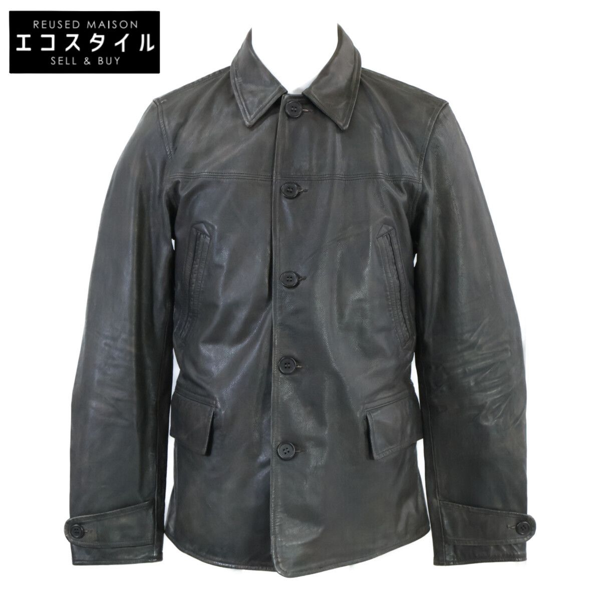 RRL　ダブルアールエル　美品 チェックライニング タンニン鞣しカウハイド レザーカーコート　XS