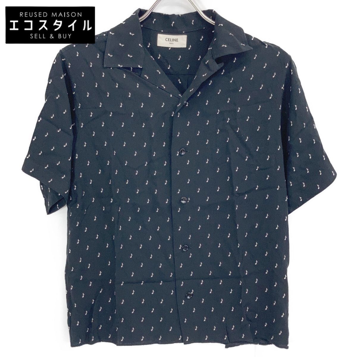 CELINE セリーヌ 2C036736D 19SS レーヨン 音符柄 S/Sシャツ 37