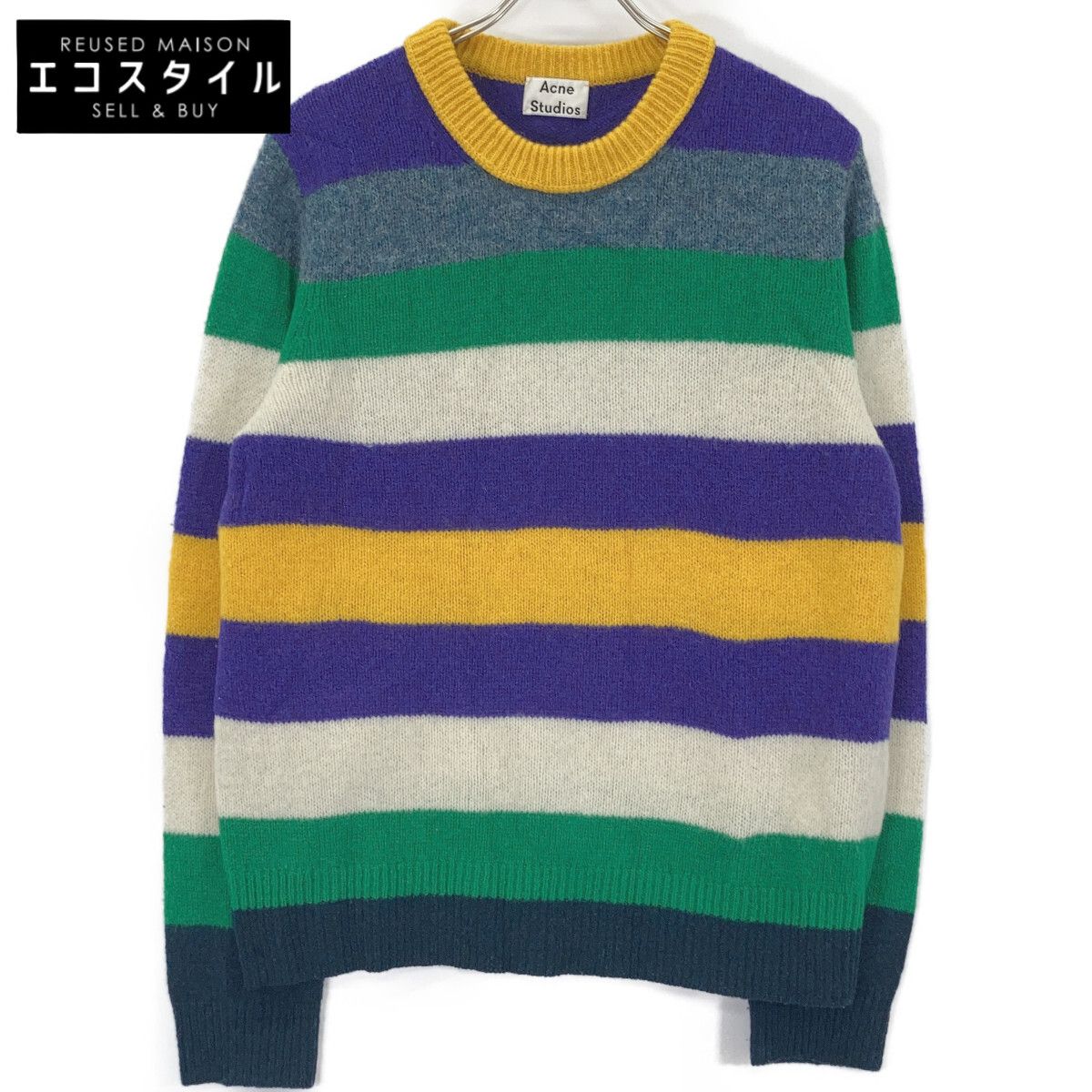 ACNE STUDIOS アクネ ストゥディオズ FN-MN-KNIT000102 マルチカラー ウール クルーネック ロングスリーブニット L