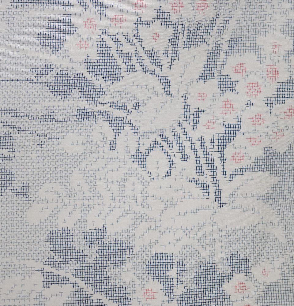 単衣 紬 正絹 グレー 薄グレー 白 草花 Sサイズ ki32236 美品 ひとえ