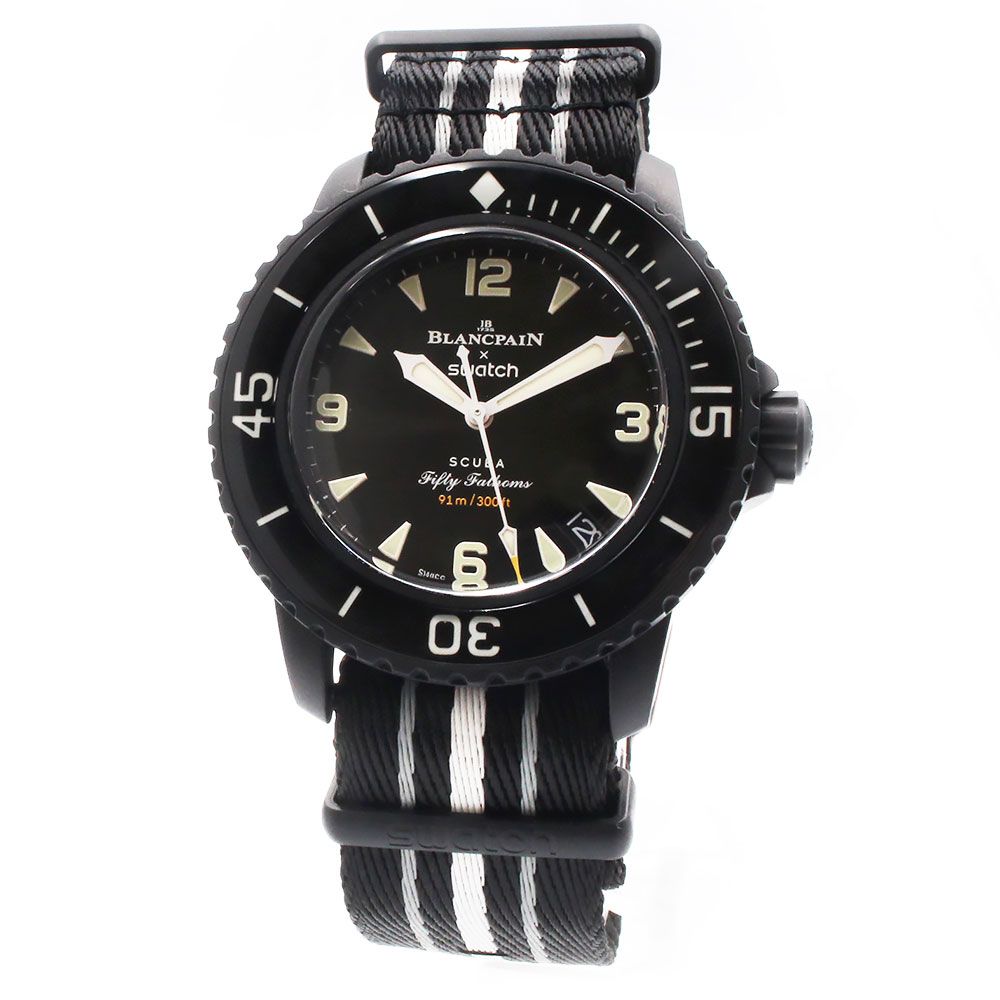 ブランパン Swatch スウォッチ SO35B400 スクーバ フィフティ ファゾムス オーシャン オブ ストーム FIFTY FATHOMS OCEAN OF STORMS 自動巻き バイオセラミック ブラック 腕時計 Blancpain（未使用　展示品）