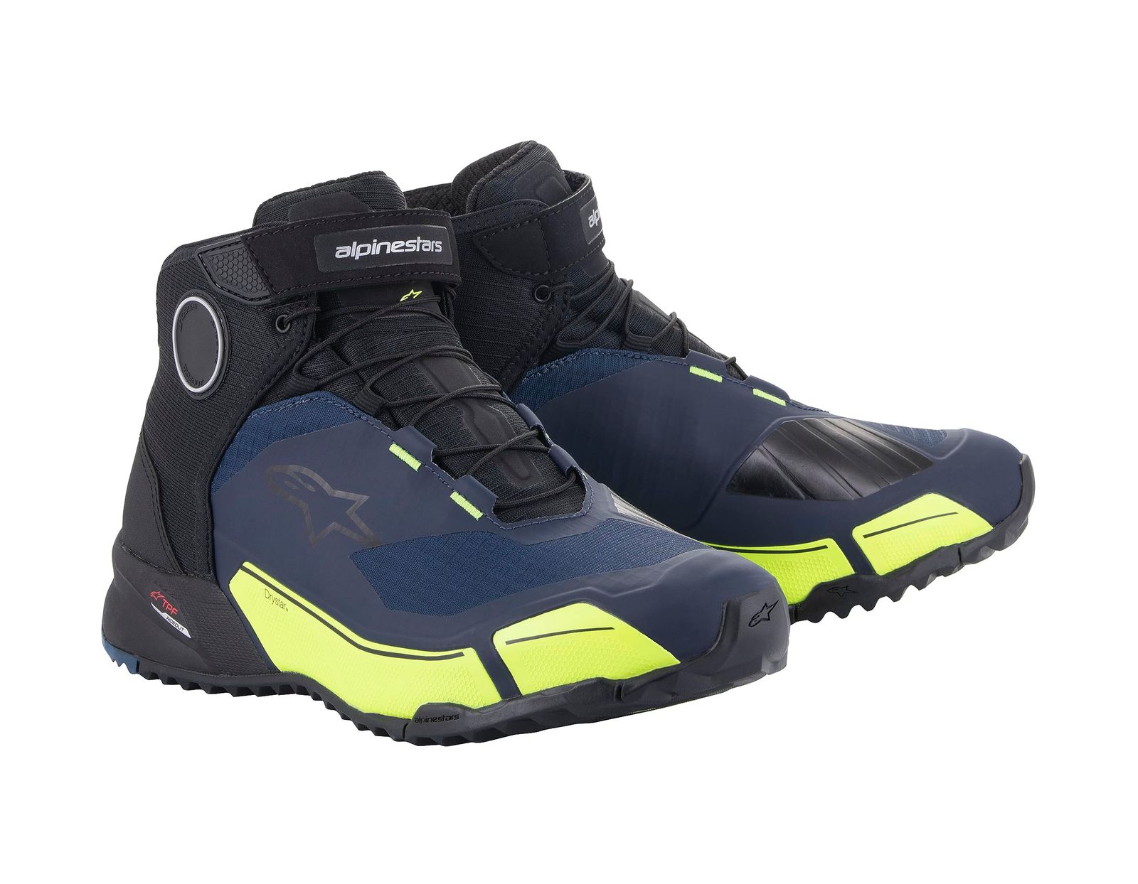新品 アルパインスターズ(Alpinestars) バイクシューズ ブラック/ダークブルー/蛍光イエロー US9/26.5cm CR-X DRYSTAR RIDINGシューズ