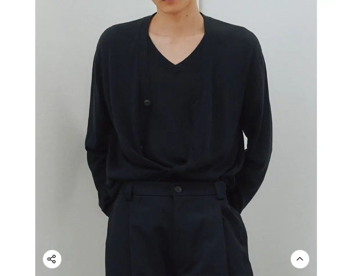 ノイア リネン レイヤード プルオーバー カーディガン ニット (ブラック)(未開封 新品)