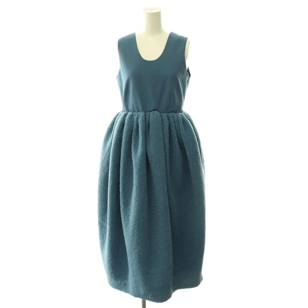 ビビィ biby SABRINA DRESS ワンピース ボア ドッキングワンピース フレア ロング ノースリーブ F 青 ブルー /HS ■OS