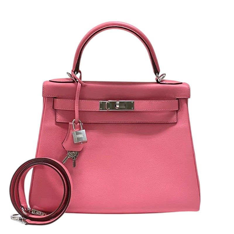 エルメス HERMES ケリー28 内縫い D刻 ローズアザレ×ヴェールボスフォール エバーカラー レディース ハンドバッグ ショルダーバッグ