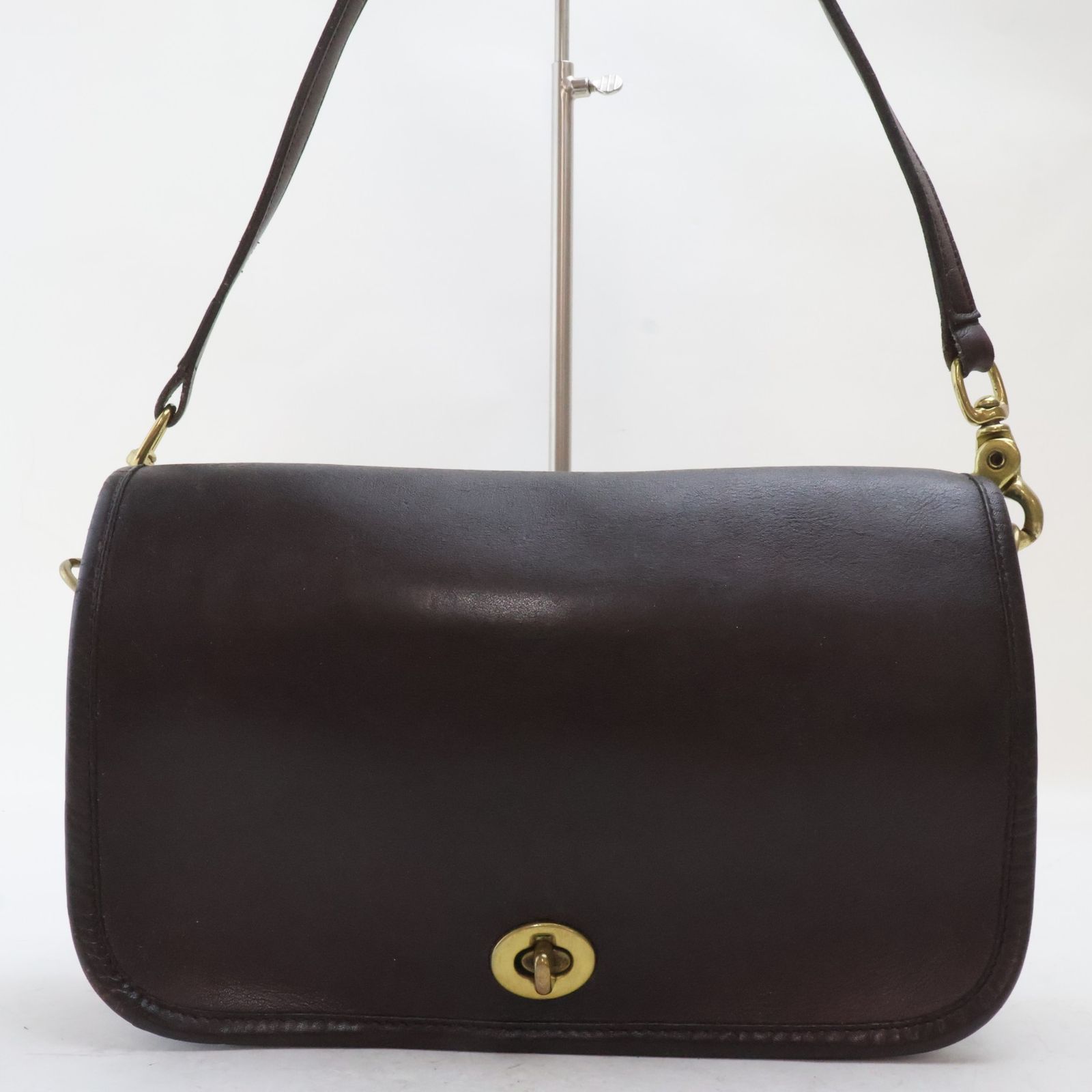 2605-41 コーチ オールド 6022 ショルダーバッグ COACH レザー製 USA製 ブラウン フラップ 金金具