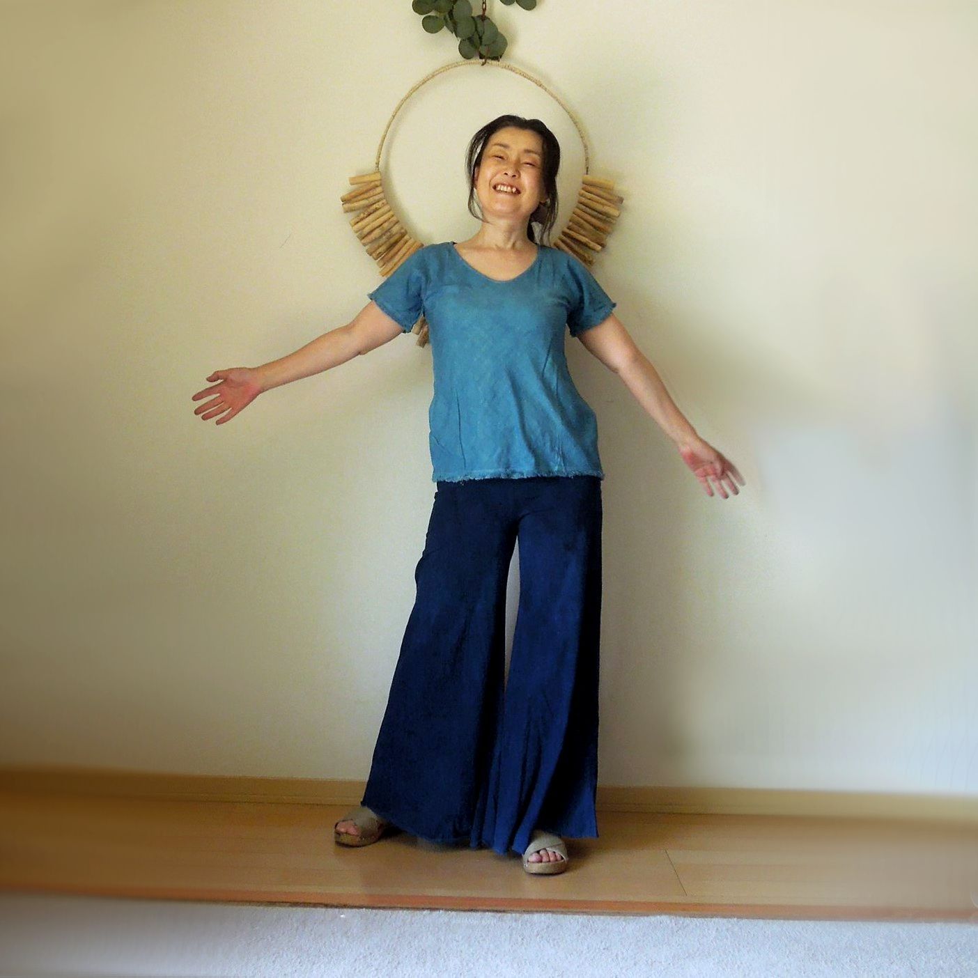 asana HEMP100% テロテロ バイアス Tee●草木染めライトインディゴ