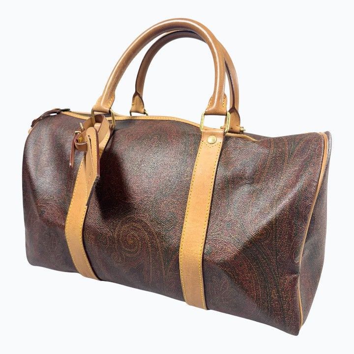 【美品】ETRO エトロ ペイズリー ボストンバッグ ブラウン