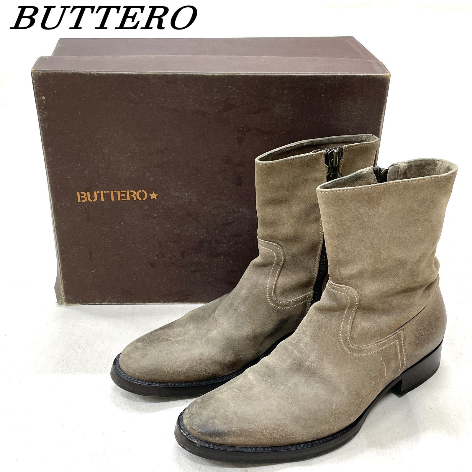 BUTTERO ブッテロ ジップアップブーツ スエード 42 DBEG/ダーク