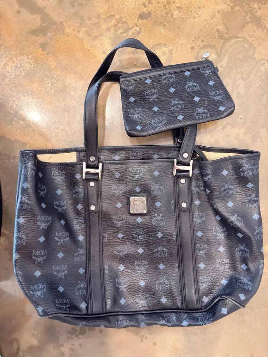 MCM ブラック ロゴ ショッパーバッグ + カードウォレット セット