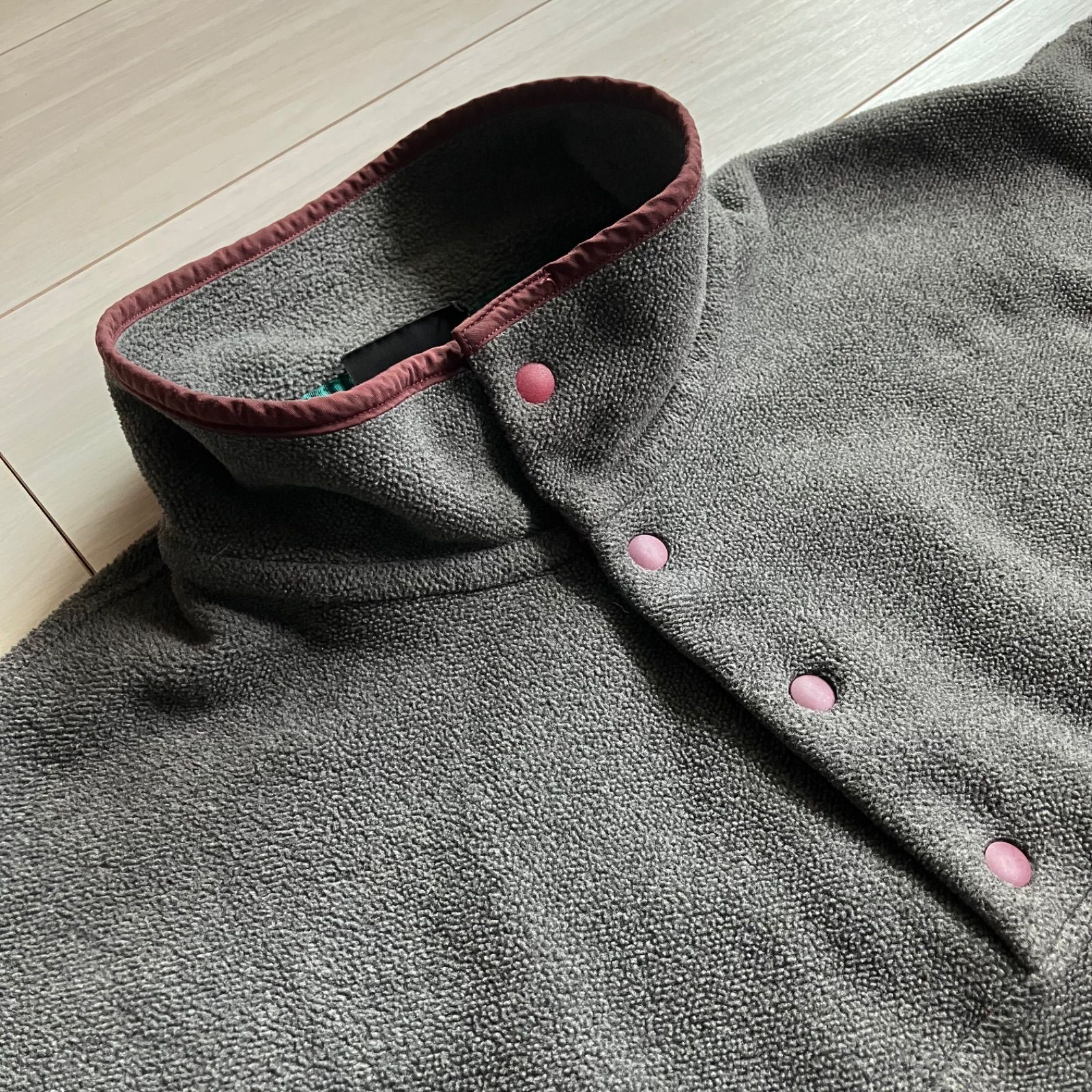 パタゴニア　Patagonia シンチラ　スナップT グレー x エンジ　Lサイズ　FA12　ニカラグア製 synchilla snap t
