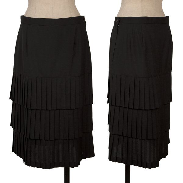 ジュンヤワタナベ コムデギャルソンJUNYA WATANABE COMME des GARCONS ウールポリプリーツティアードスカート 黒S