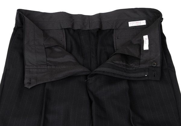 パパスPapas ウールシルクピンストライプツータックパンツ 黒54XL
