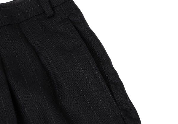 パパスPapas ウールシルクピンストライプツータックパンツ 黒54XL