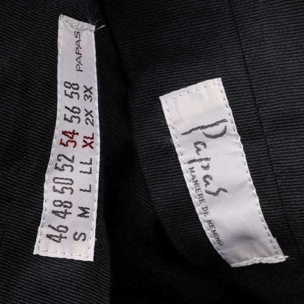 パパスPapas ウールシルクピンストライプツータックパンツ 黒54XL