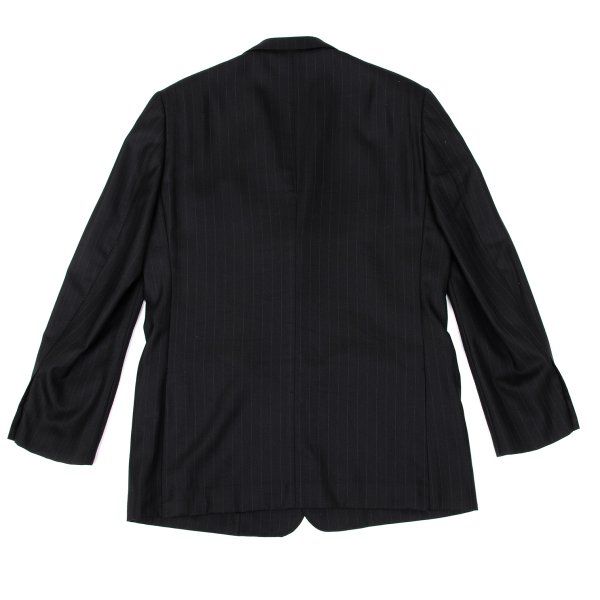 パパスPapas ウールシルクピンストライプセットアップ 黒48M 54XL