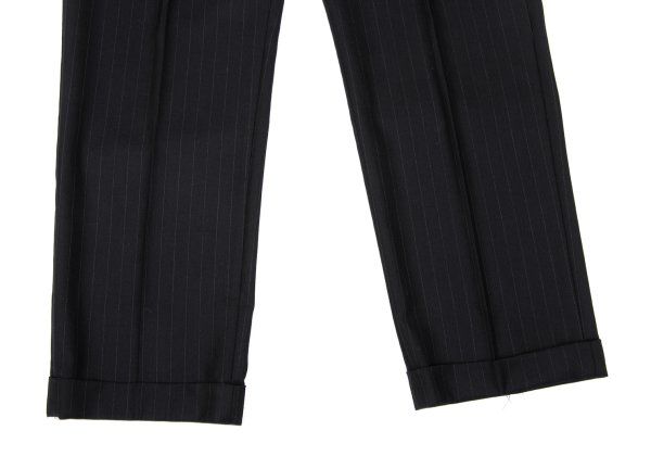 パパスPapas ウールシルクピンストライプセットアップ 黒48M 54XL
