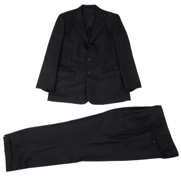 パパスPapas ウールシルクピンストライプセットアップ 黒48M 54XL パパスPapas ウールシルクピンストライプセットアップ 黒48M 54XL